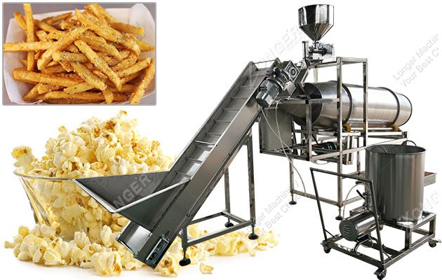 Drum Popcorn Seasoning Mixing Machine Flavoring System Stainless Steel